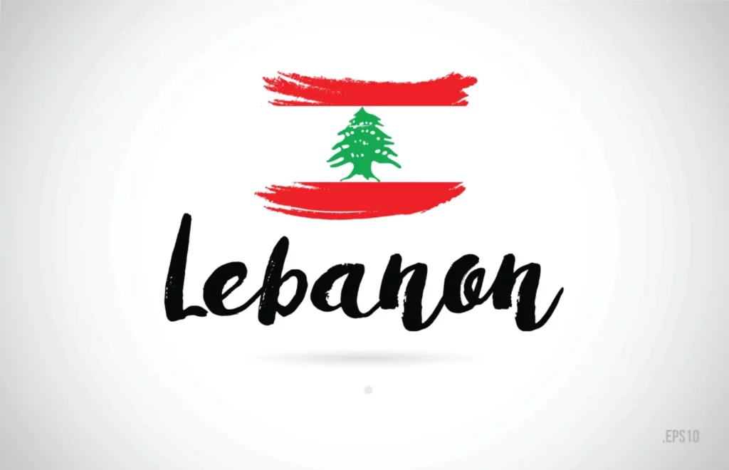 drapeau du Liban avec le mot Lebanon